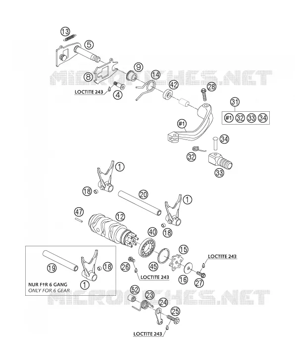 MECANISME DE SELECTION DE VITESSES Husqvarna Husaberg 450 2004 FS 450  FS 450 S