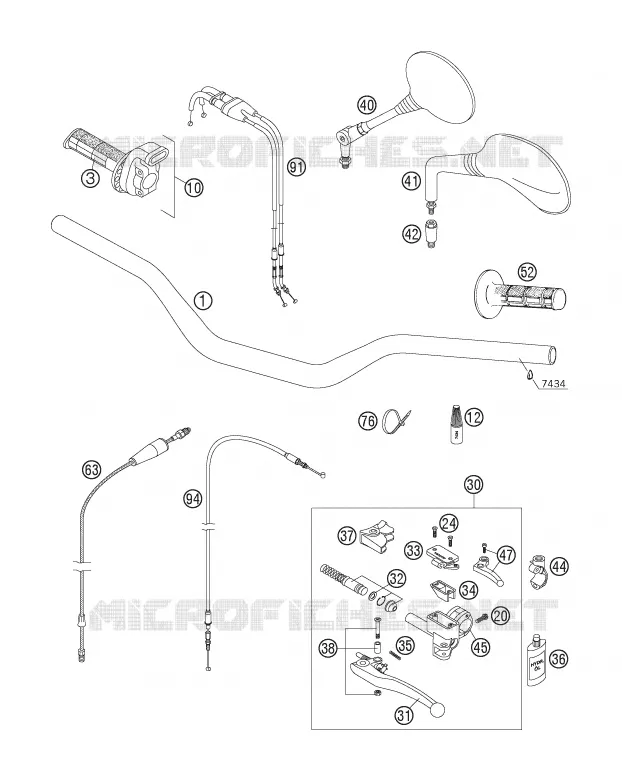 GUIDON / COMMANDES Husqvarna Husaberg 450 2006 FS 450 E  FS 450 E